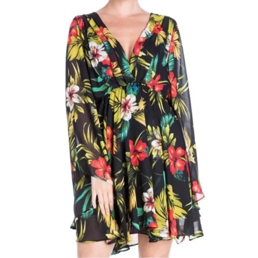 NWT Meghan LA Black Floral Dress XL